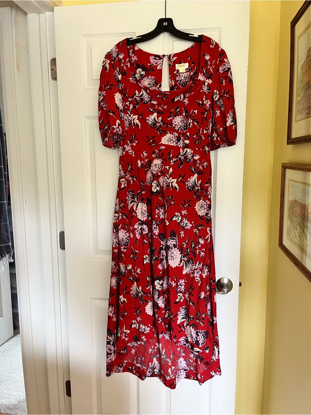 Maeve Red Floral High-Low Midi Dress - Picture 7 of 11
